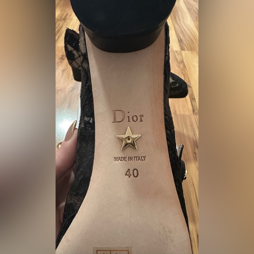 CHRISTIAN DIOR D-GRACE BALLET PUMP HEEL MARY JANE BLACK LACE EU-40 $1290 - Picture 8 of 13